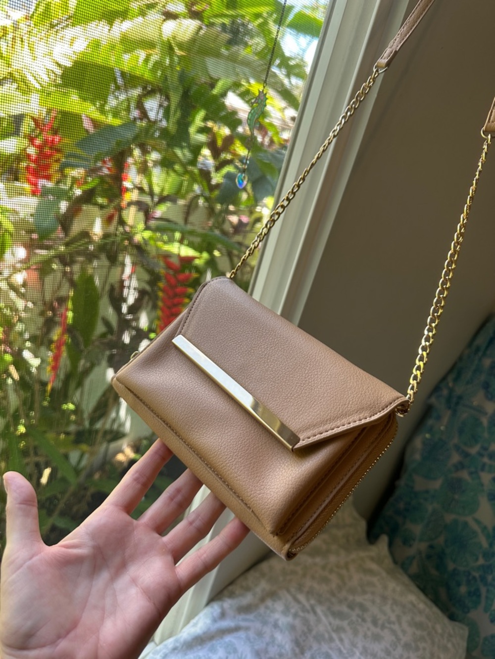 Madison west Classic Chain Crossbody Bag in Light Brown